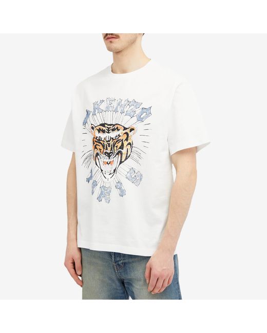 KENZO White Drawn Varsity Oversize T-Shirt for men
