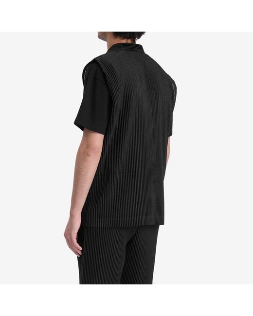 Homme Plissé Issey Miyake Black Pleated Mesh Vest for men