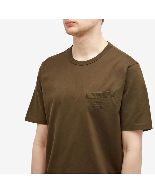 C P Company Brown 30/2 Mercerized Jersey Twisted Pocket T-Shirt for men