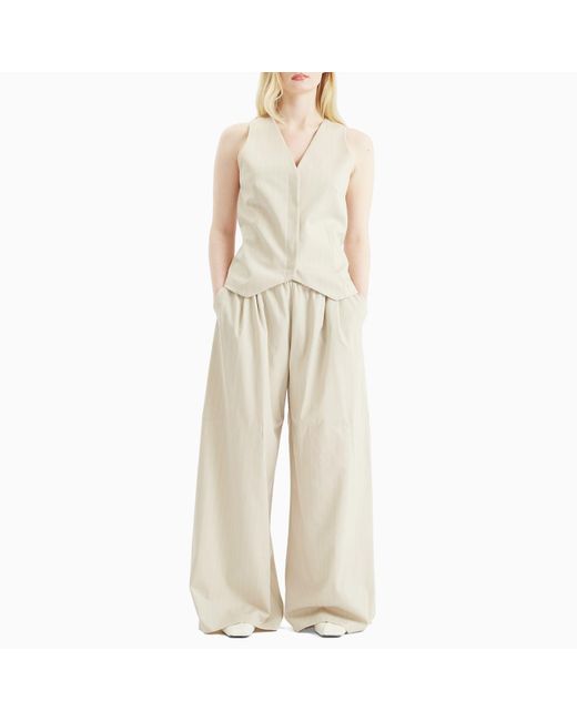 St. Agni Natural Pinstripe Wool Drawstring Trousers