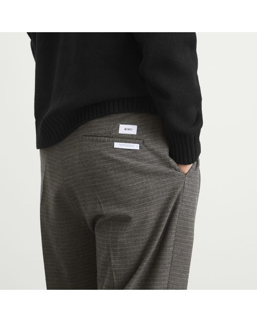 (w)taps Gray Glen Check Two Tuck Trousers for men