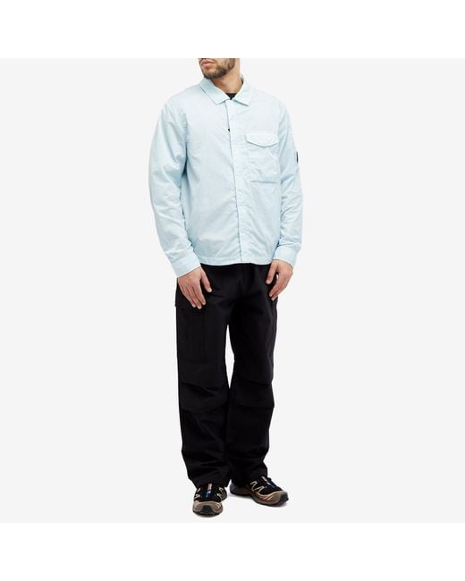 C P Company Blue Chrome-R Pocket Overshirt for men
