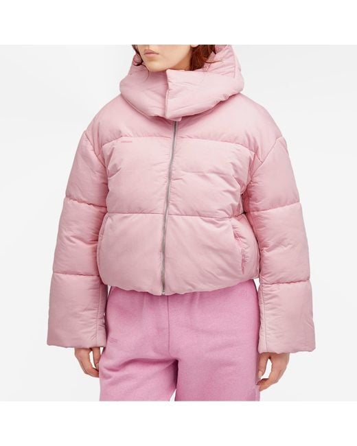 PANGAIA Pink Flwrdwn Recycled Nylon Cropped Puffer Jacket