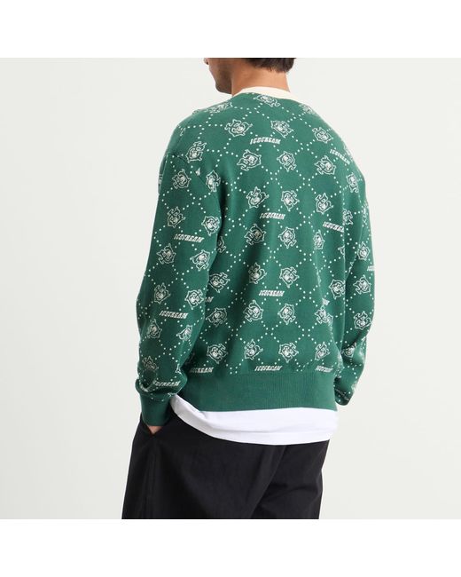 ICECREAM Green Monogram Knit Cardigan for men
