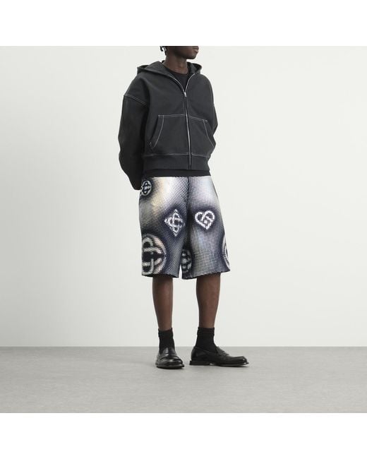 Casablanca Black Pearlescent Monogram Denim Shorts for men