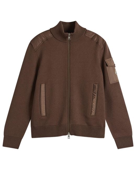 Moncler Brown Hybrid Wool Zip Through for men