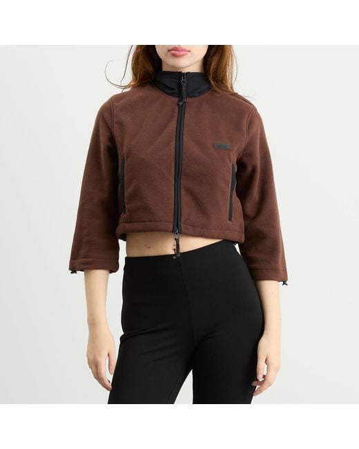 Skims Brown Fleece Lounge Shrunken Zip Up Jacket
