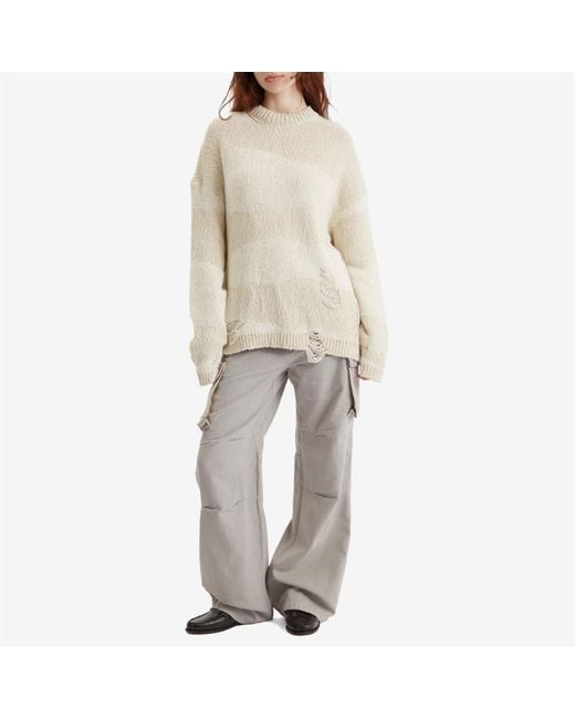 Our Legacy White Popover Roundneck Destructive Wave Knit