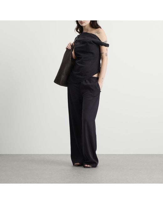 Tala Black Soft Linen Top