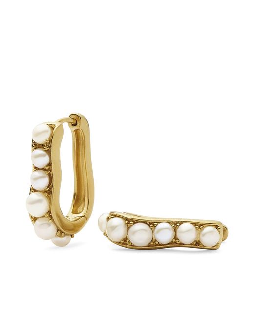 Missoma Metallic Pearl Wave Hoop Earrings