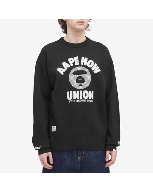 Aape By A Bathing Ape Black Aape Union Monogram Knit Sweater for men