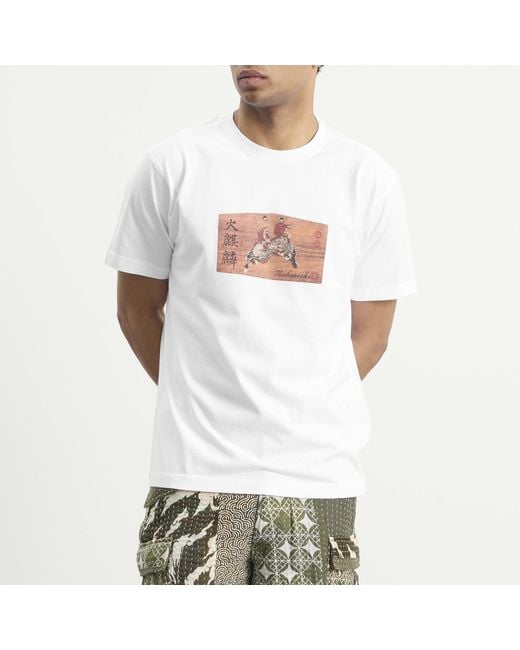 Maharishi White Ema Kirin Plaque T-Shirt for men
