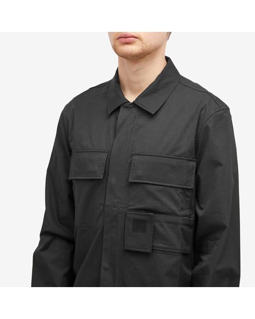 C P Company Black Metropolis Gabardine Pockets Overshirt for men