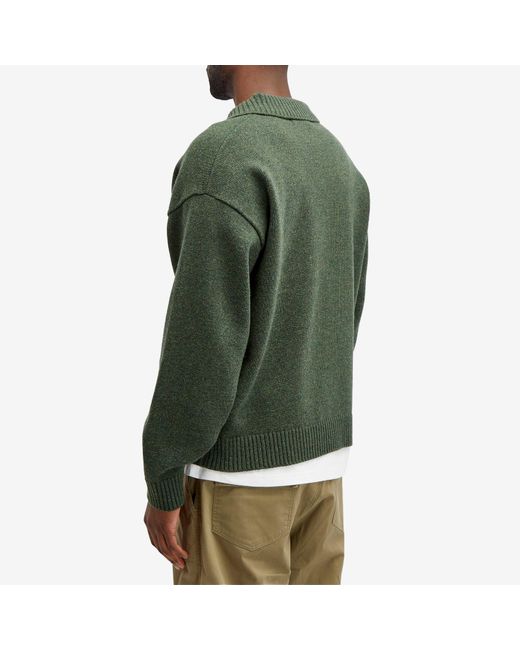 FRIZMWORKS Green Collar Knit Pullover Sweater Forest for men