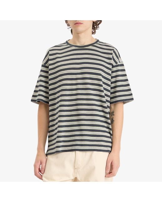 YMC Gray Triple Jacquard Stripe T-Shirt for men