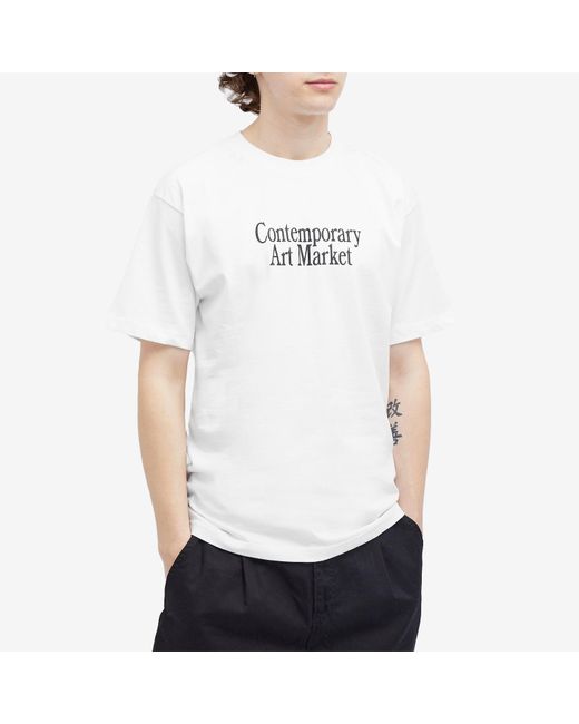 Market White Smiley Contemporary Art T-Shirt for men
