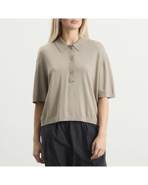 Stel Brown Knit Polo Top