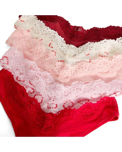 Skims Red Fits Everybody Lace Dipped Thong 5 Pack