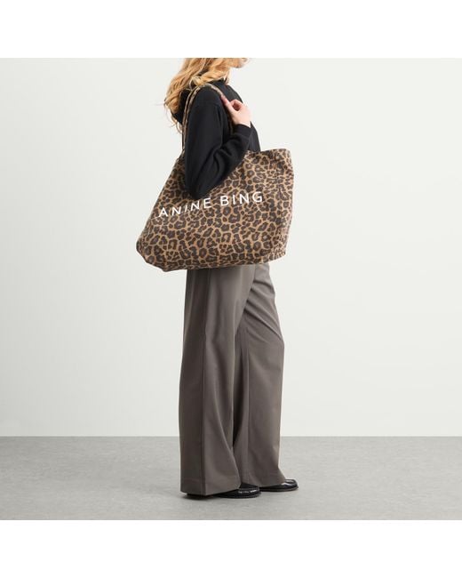 Anine Bing Brown Leo Canvas Tote Bag