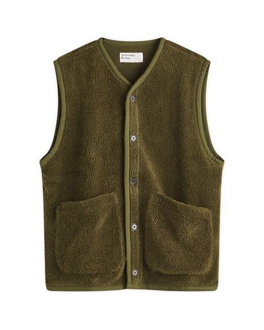 Universal Works Green Mountain Fleece Lancaster Gilet for men