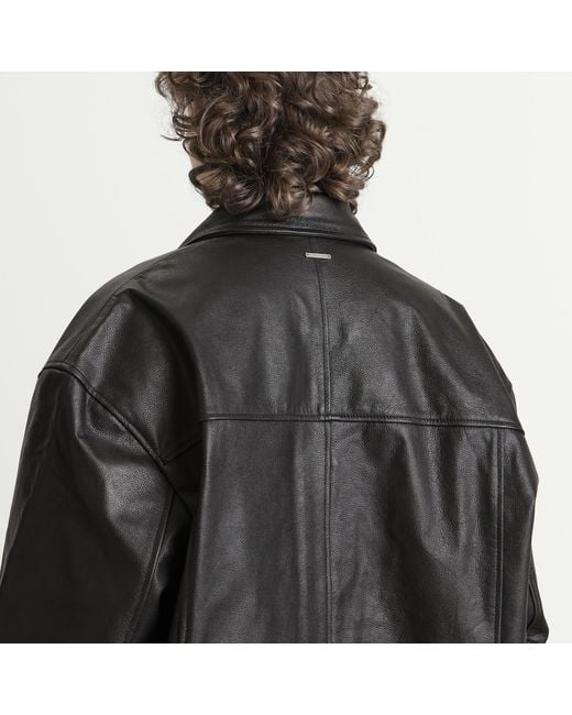 Deadwood Black Bloke Leather Car Coat for men