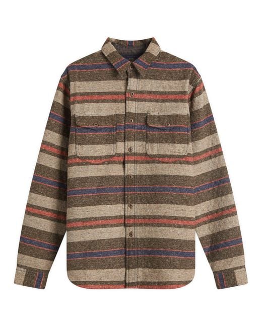 RRL Brown Preston Stripe Overshirt for men