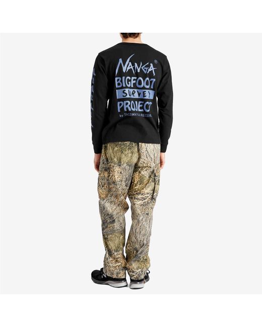 NANGA Black X Tacoma Fuji Records Logo Long Sleeve T-Shirt for men