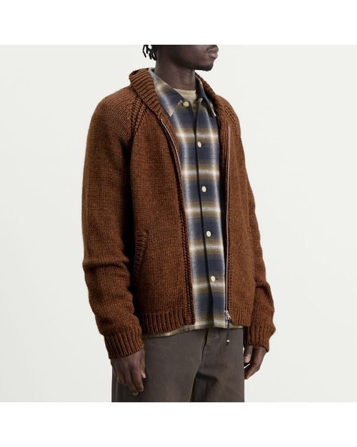 Folk Brown Curve Cardigan for men