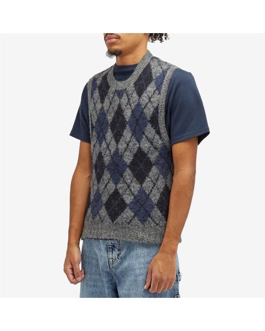 Our Legacy Argyle Knit Vest in Blue for Men Lyst