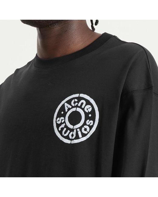 Acne Black Button Logo Long Sleeve T-Shirt for men