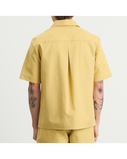 Casablanca Yellow Cotton Jacquard Short Sleeve Monogram Shirt for men