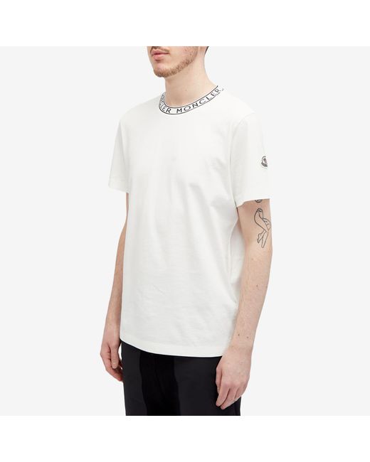 Moncler White Collar Logo T-Shirt for men