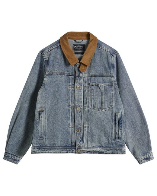 FRIZMWORKS Blue Washed Denim Trucker Jacket for men