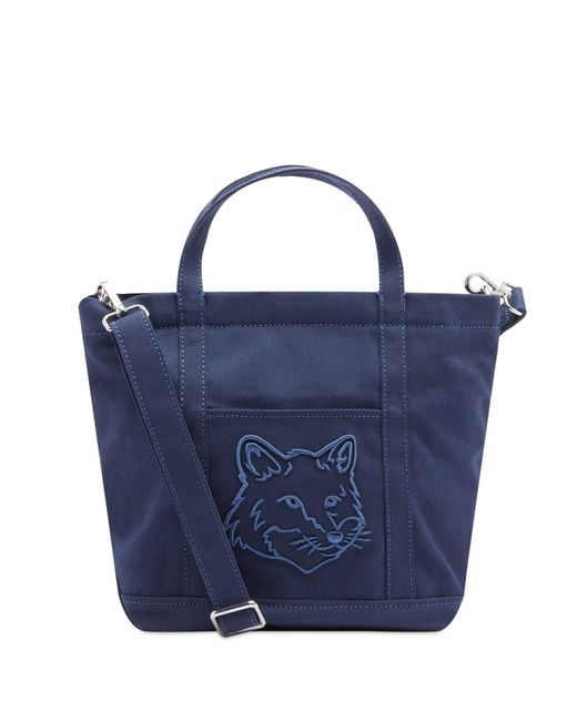 Maison Kitsuné Blue Fox Head Small Tote Bag