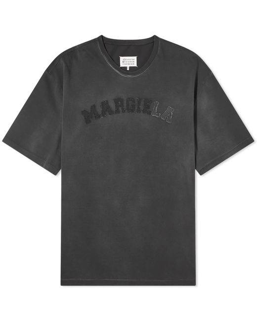 Maison Margiela Black Distressed College Logo T-Shirt for men