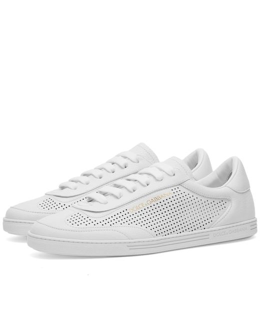 Dolce & Gabbana White Saint Tropez Perforated Leather Sneakers for men