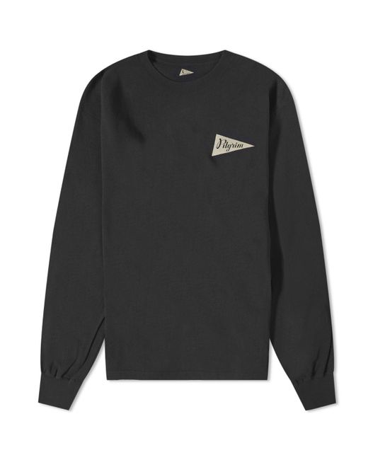 Pilgrim Surf + Supply Black Long Sleeve Zambia Pennant T-Shirt for men