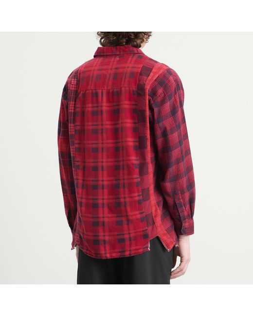 Needles Red 7 Cuts Over Dyed Flannel Shirt for men