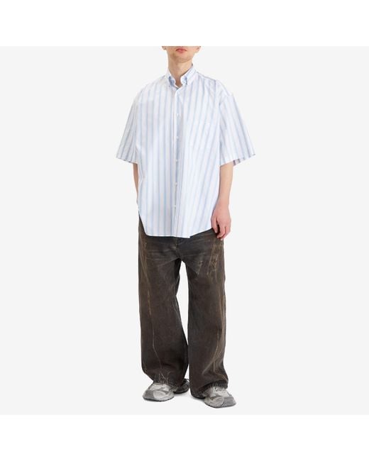 Vetements Blue Pinstripe Short Sleeve Shirt for men