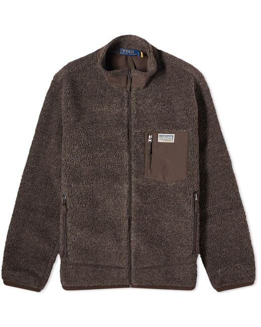 Polo Ralph Lauren Brown High Pile Fleece Jacket for men