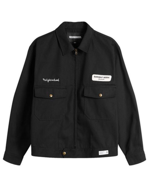Neighborhood Black Zip Work Jacket for men