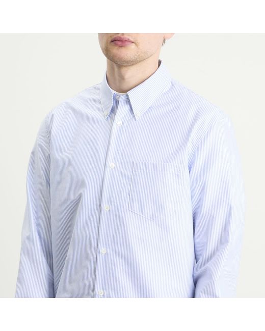 A.P.C. Blue Greg Button Down Stripe Shirt for men