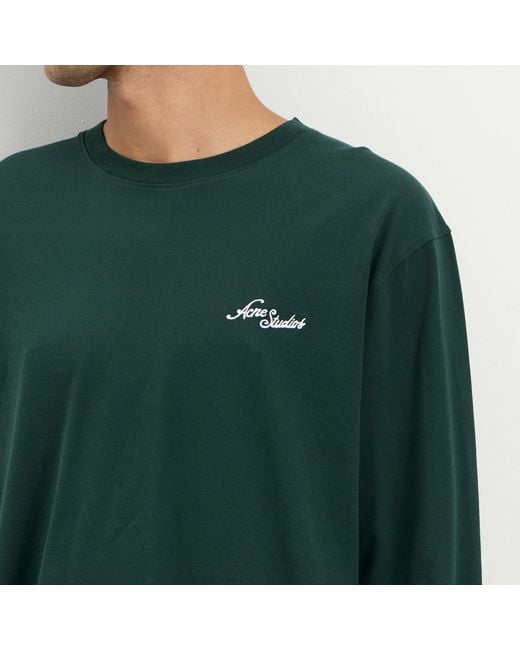 Acne Green Edden Small Venice Logo Long Sleeve T-Shirt for men