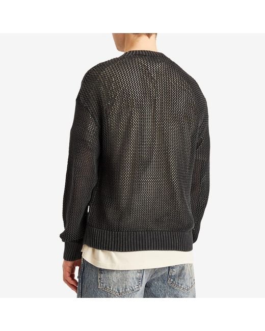Represent Black Open Gauge Knit Sweater for men