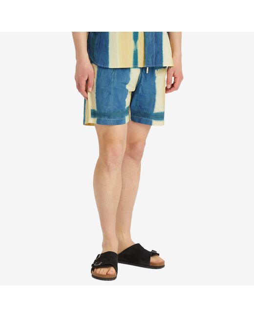 Kardo Blue Clamp Dye Drawstring Shorts for men