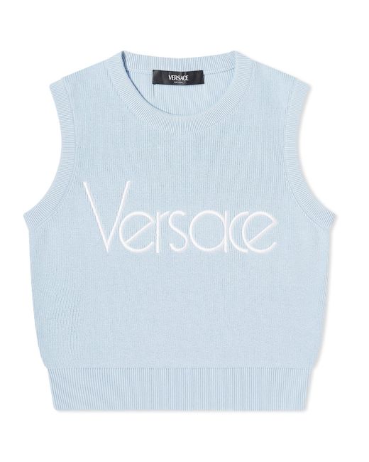 Versace Blue Logo Sleeveless Top