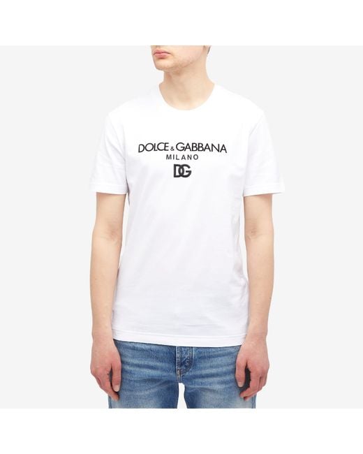 Dolce & Gabbana White Logo Crew Neck T-Shirt for men