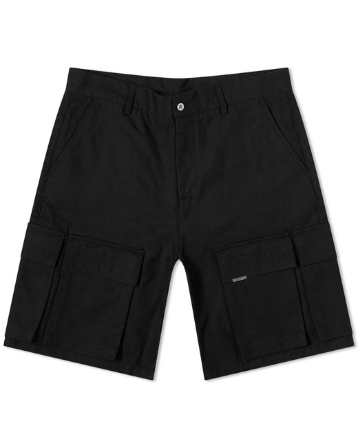 Represent Black Baggy Cotton Cargo Shorts for men