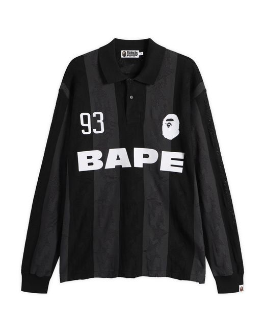 A Bathing Ape Black Sta Stripe Long Sleeve Jersey for men