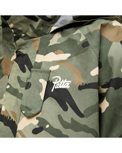 PATTA Green Spray Camo Nylon Tactical Parka Jacket for men